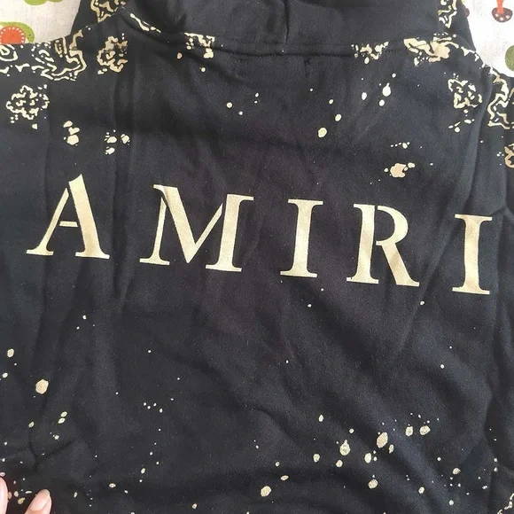 Amiri Bandana Bleach All Over Black Hoodie